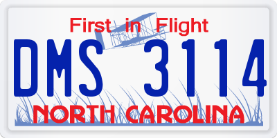 NC license plate DMS3114