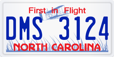 NC license plate DMS3124