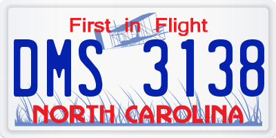 NC license plate DMS3138