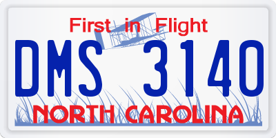 NC license plate DMS3140