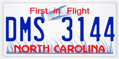 NC license plate DMS3144