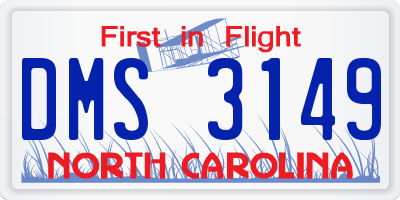 NC license plate DMS3149