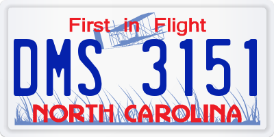 NC license plate DMS3151