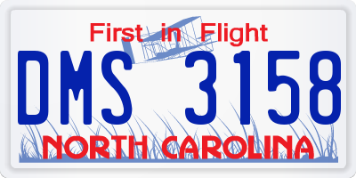 NC license plate DMS3158