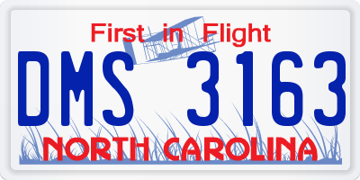NC license plate DMS3163