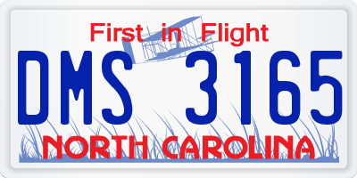 NC license plate DMS3165