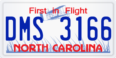 NC license plate DMS3166