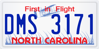 NC license plate DMS3171