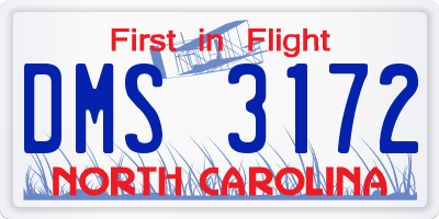 NC license plate DMS3172