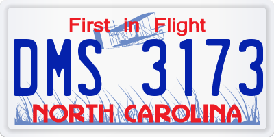 NC license plate DMS3173