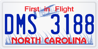 NC license plate DMS3188
