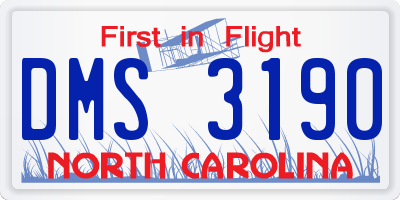 NC license plate DMS3190