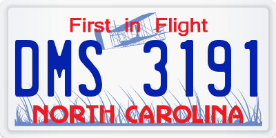 NC license plate DMS3191
