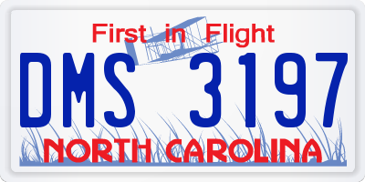 NC license plate DMS3197