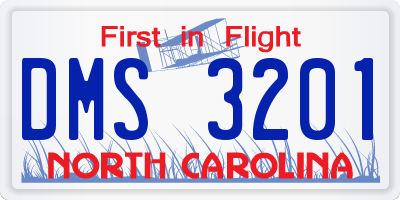NC license plate DMS3201
