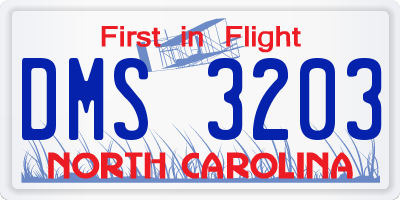NC license plate DMS3203