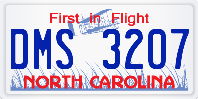 NC license plate DMS3207