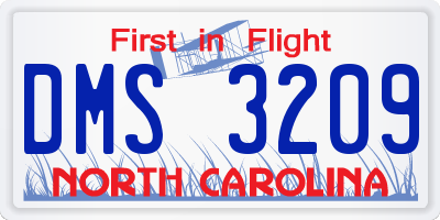 NC license plate DMS3209