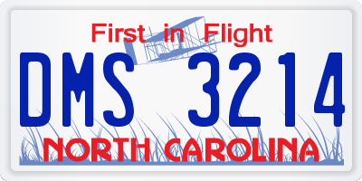 NC license plate DMS3214