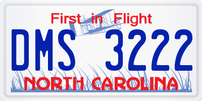NC license plate DMS3222