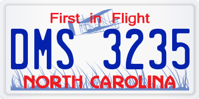 NC license plate DMS3235
