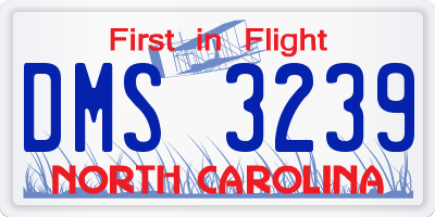 NC license plate DMS3239