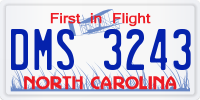 NC license plate DMS3243
