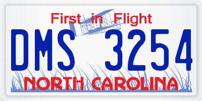 NC license plate DMS3254