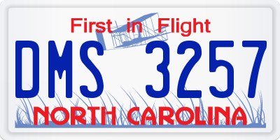 NC license plate DMS3257