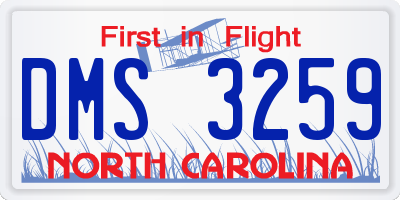 NC license plate DMS3259