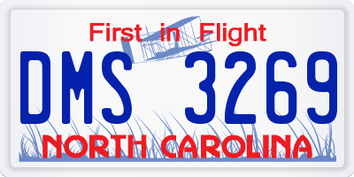 NC license plate DMS3269