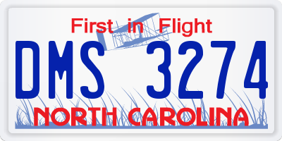 NC license plate DMS3274