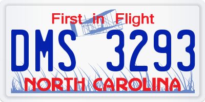 NC license plate DMS3293