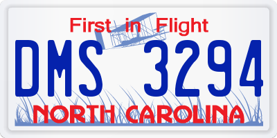 NC license plate DMS3294