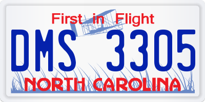 NC license plate DMS3305