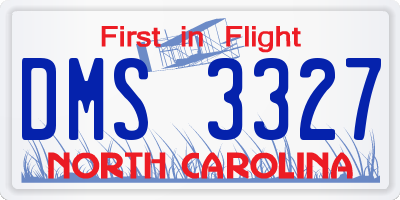 NC license plate DMS3327