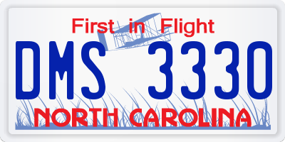 NC license plate DMS3330