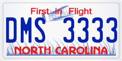 NC license plate DMS3333