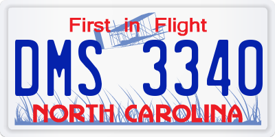 NC license plate DMS3340