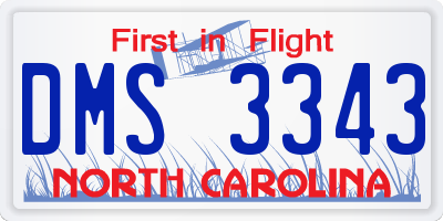 NC license plate DMS3343