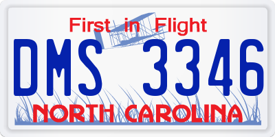 NC license plate DMS3346
