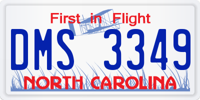 NC license plate DMS3349