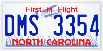 NC license plate DMS3354