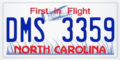 NC license plate DMS3359