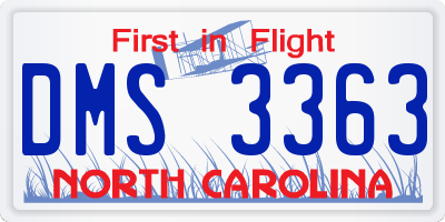 NC license plate DMS3363