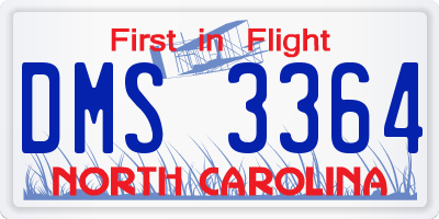 NC license plate DMS3364