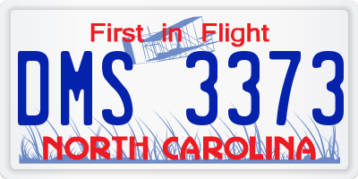 NC license plate DMS3373