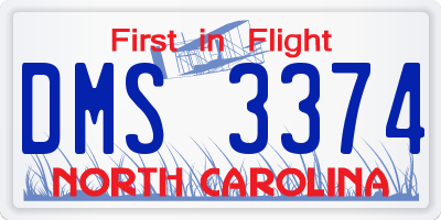 NC license plate DMS3374