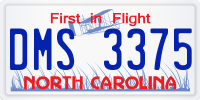 NC license plate DMS3375