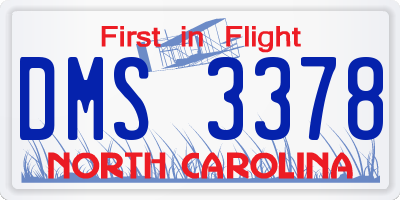 NC license plate DMS3378